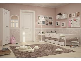 Детская светлая комната для девочки с кроватью из массива бука "Парижанка мятная" 