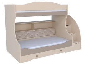 Детская двухъярусная кровать "Сиена" под матрас 80*190 с комодом, тумбой - ступеньками и мягкой спинкой на нижнем ярусе