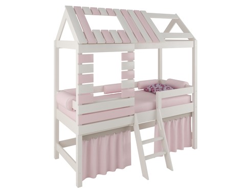 Кровать - домик "Eco House Medium" см из массива бука в розовом цвете