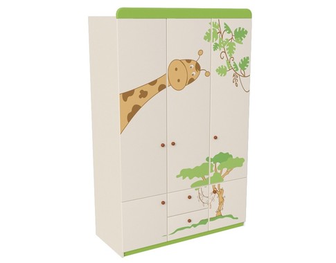 Детский трехдверный шкаф из коллекции "Джунгли зовут"