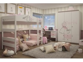 Комната для двух девочек с двухъярусной кроватью из массива бука "Парижанка"