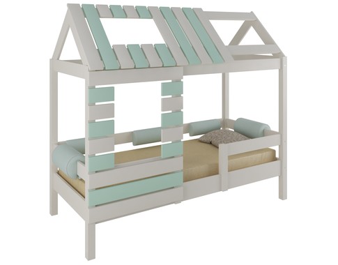 Кровать - домик "Eco House Small" см из массива бука в бирюзовом цвете