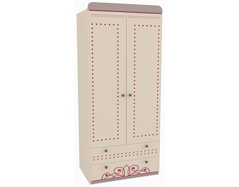 Детский двухдверный шкаф с двумя ящиками в комнату девочки из коллекции "Сиена"