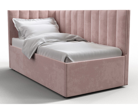 Кровать угловая с мягкой обивкой и подъемной решеткой (Цвет обивки на выбор) - Вариант 1